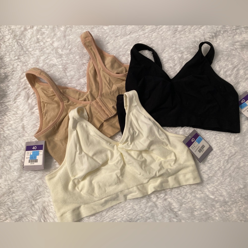 NWT’s.  Catherine’s Women's Seamless Bralette Set - Black, Cream, Tan, size 40